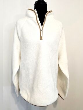 J.Crew Sherpa Fleece Pullover Women’s Medium Half Zip Cream Cozy Sweater